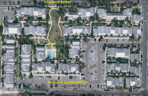 Aerial view of Shipyard Condominium in Key West, FL